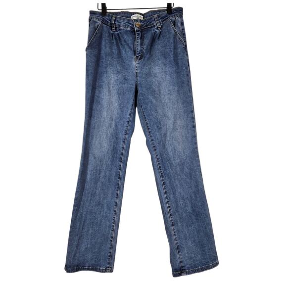 VINTAGE VIOLET DENIM WOMEN'S BLUE STONE WASHED JEAN STRAIGHT LEG PANT SIZE 14P - Picture 1 of 11